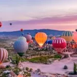 Colorful hot air balloons before launch in Goreme national park, Cappadocia, Turkey